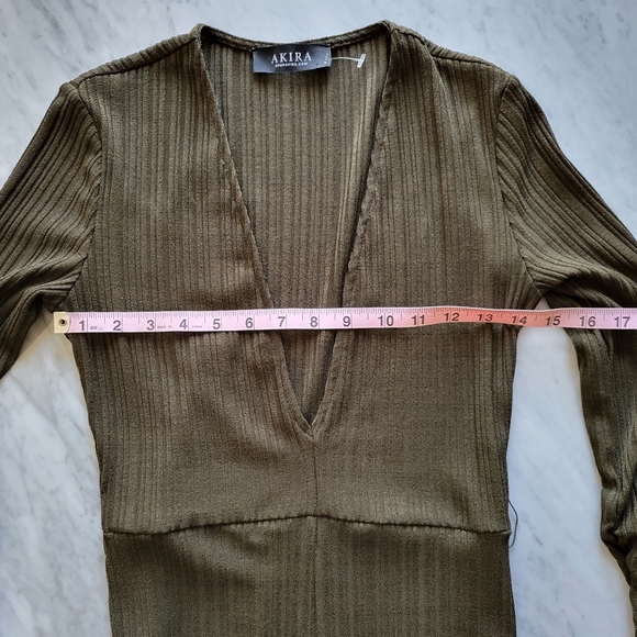 Akira Green Jumpsuit Curious About Ya Ruched Green Small - Picture 2 of 7